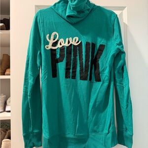 Victoria's Secret PINK Teal and Black Logo Hoodie